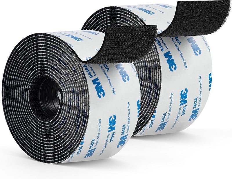 Surekeep Hook and Loop Tape 2" x 12ft, Self Adhesive Strips with Strong 9448A Backing, Interlocking Nylon Fabric Fastener for Floor Mats, Tools, Signboards, Garage, Office Black - Image 1
